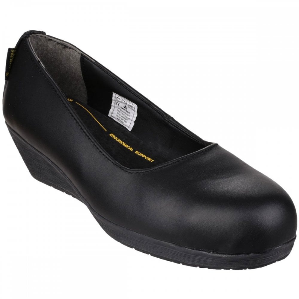 FS107 Antibacterial Memory Foam Slip on Wedged Safety Court Shoe