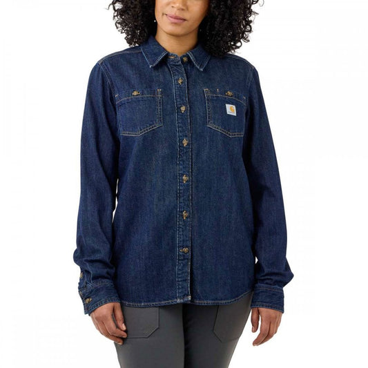 105492 Womens Midweight Denim Long Sleeve Shirt