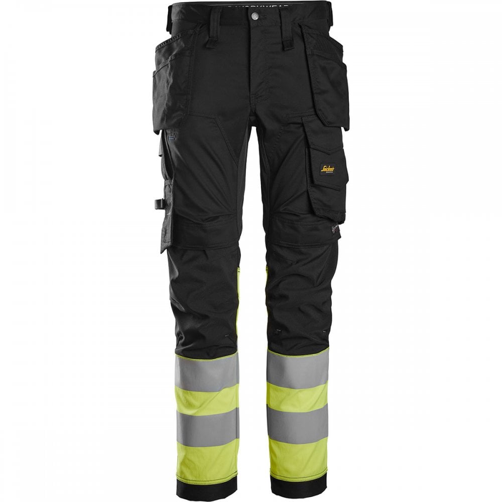 6234 High-Vis Class 1 Stretch Trousers Holster Pockets Black/High-Vis Yellow 32" 35" *One Size Only - Outlet Store*