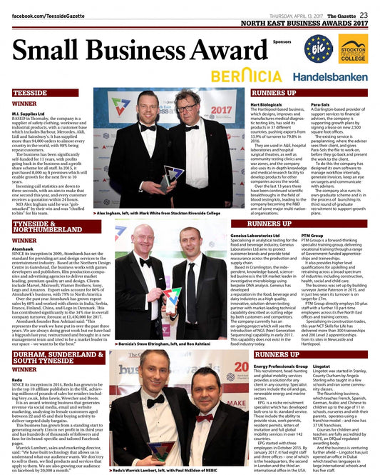Evening Gazette Awards Feature 13th April