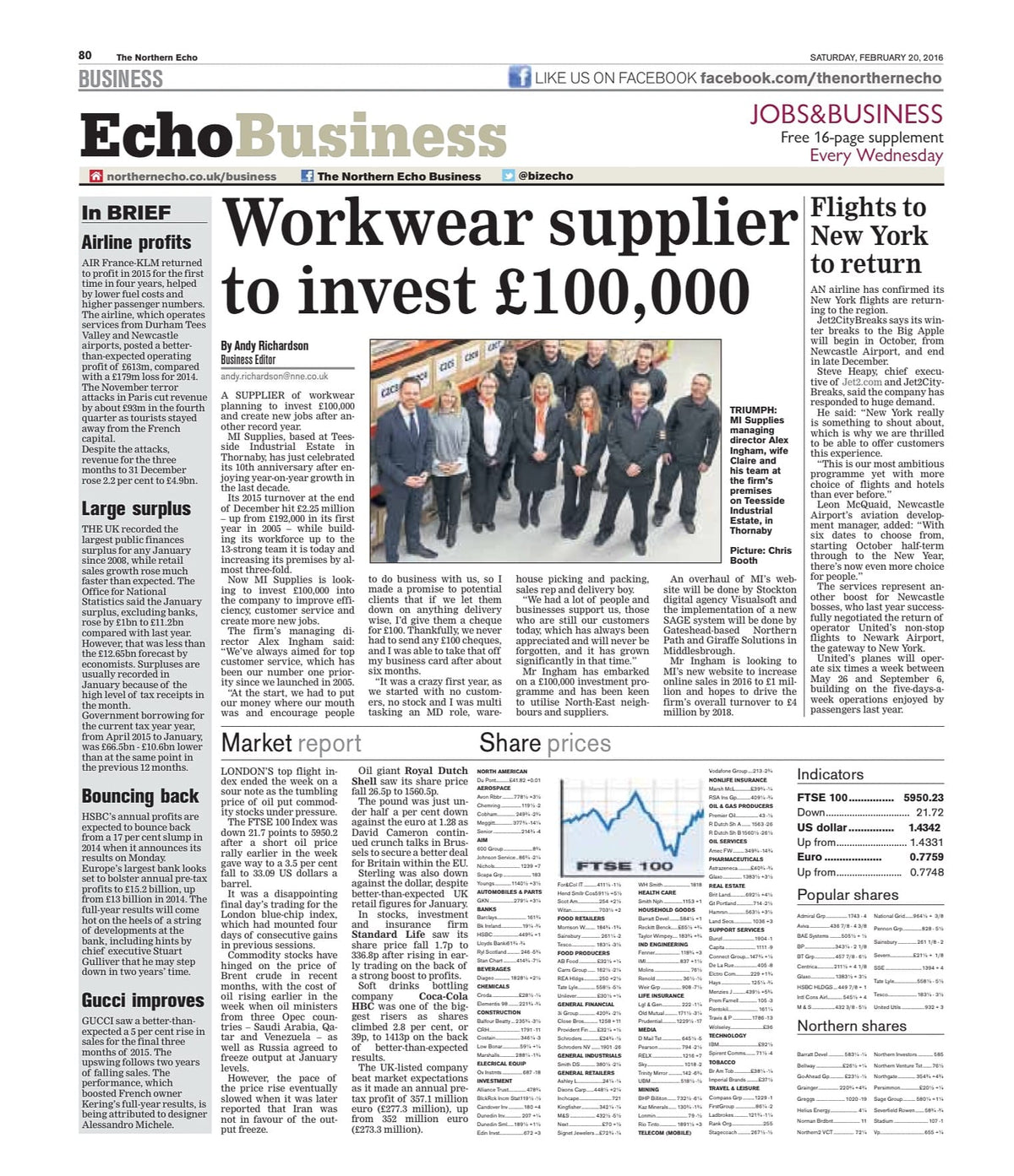 Northern Echo 20 February 2016