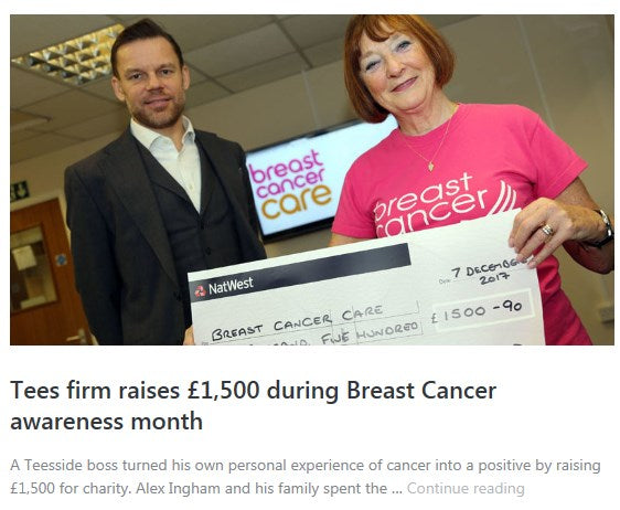 Tees firm raises £1,500 during Breast Cancer awareness month