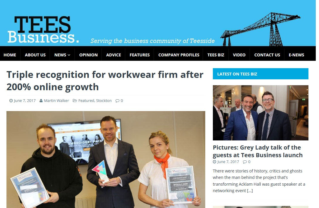 Triple recognition for workwear firm after 200% online growth