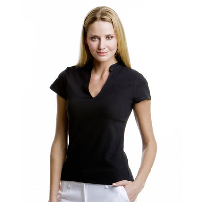 KK770 Ladies' Corporate Short Sleeve V-Neck Mandarin Collar Top