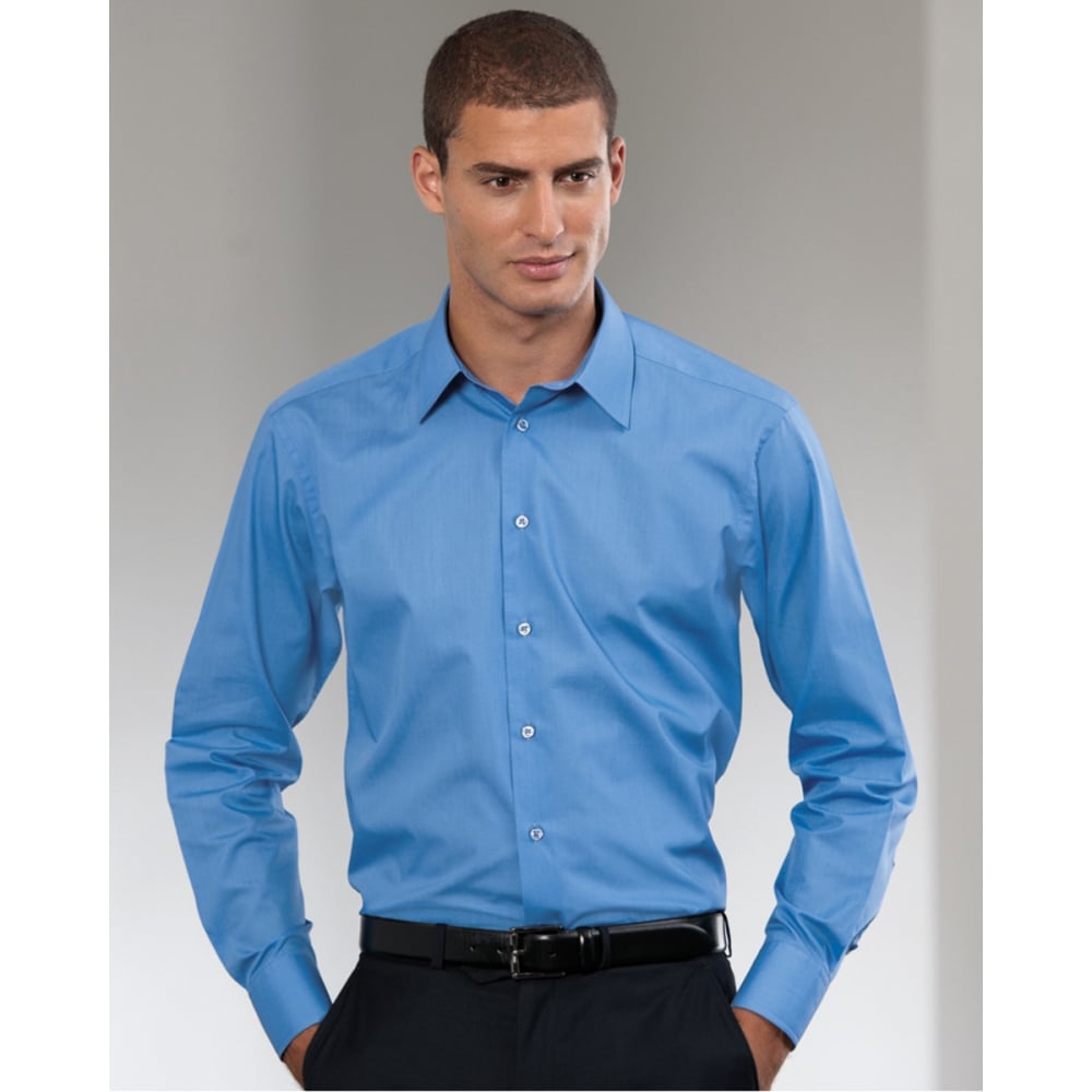 924M Men's Long Sleeve Poly-Cotton Easy Care Tailored Poplin Shirt