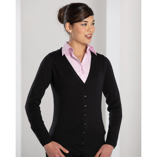 715F Ladies' V-neck Knitted Cardigan