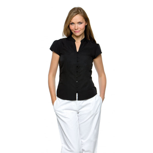 KK727 Ladies' Continental Blouse Mandarin Collar Cap Sleeve