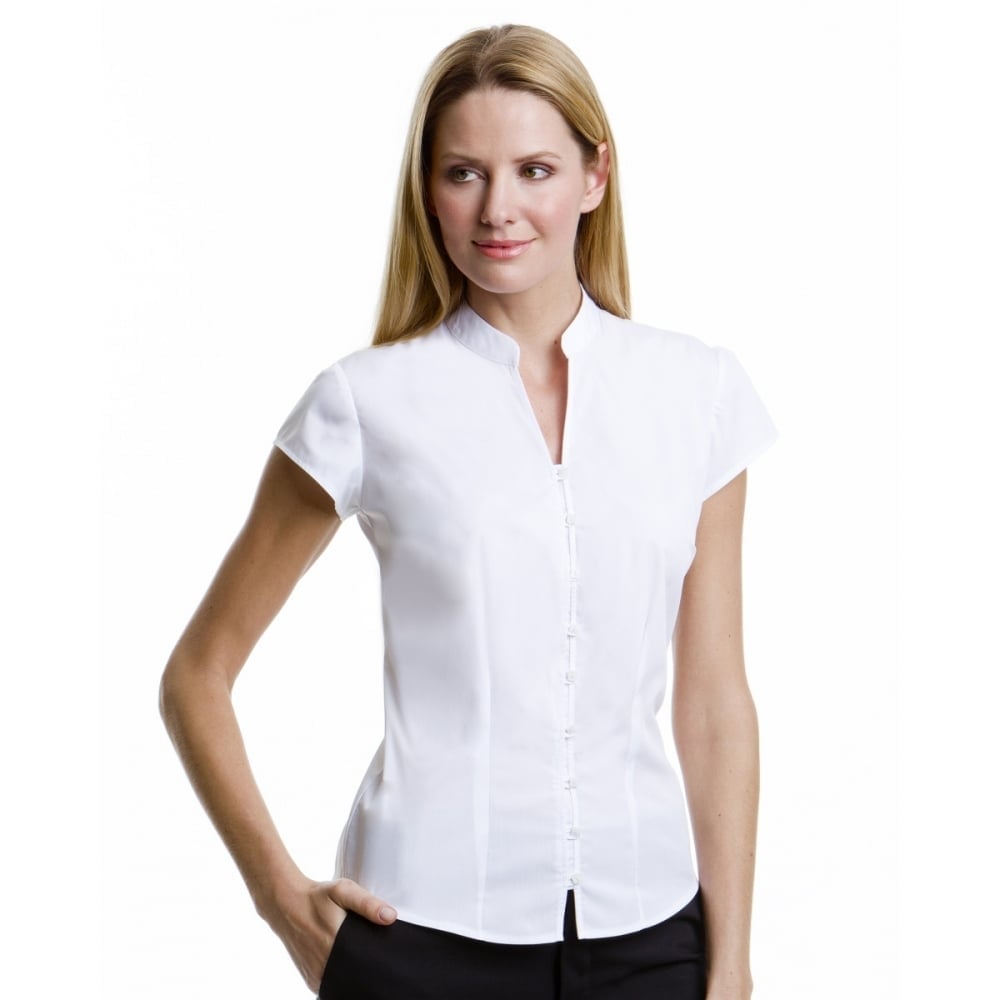 KK727 Ladies' Continental Blouse Mandarin Collar Cap Sleeve