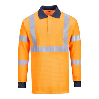 FR76 Flame Resistant Modaflame Hi Visibility Long Sleeve Polo Shirt