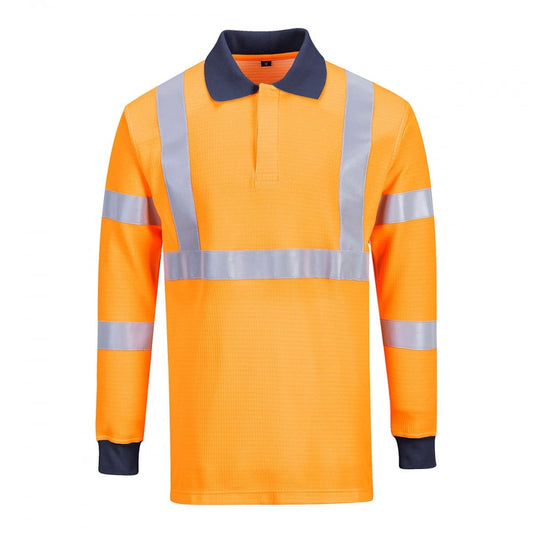 FR76 Flame Resistant Modaflame Hi Visibility Long Sleeve Polo Shirt
