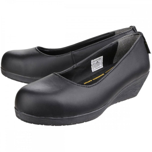 FS107 Antibacterial Memory Foam Slip on Wedged Safety Court Shoe