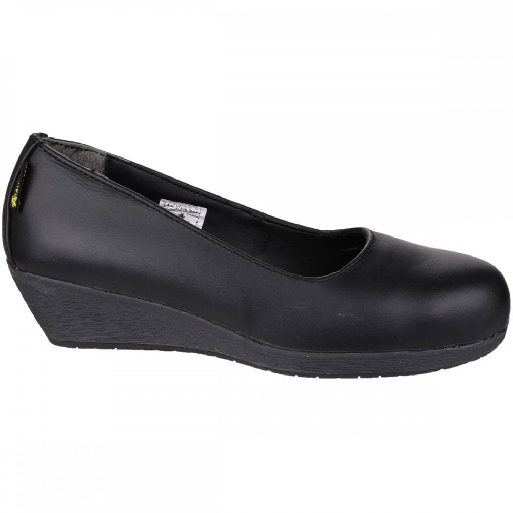 FS107 Antibacterial Memory Foam Slip on Wedged Safety Court Shoe