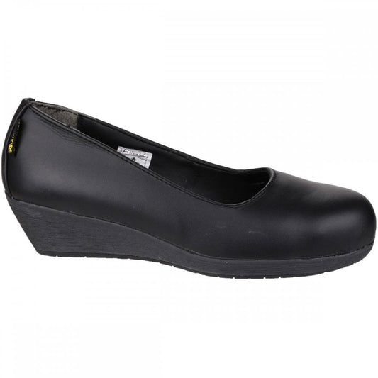 FS107 Antibacterial Memory Foam Slip on Wedged Safety Court Shoe