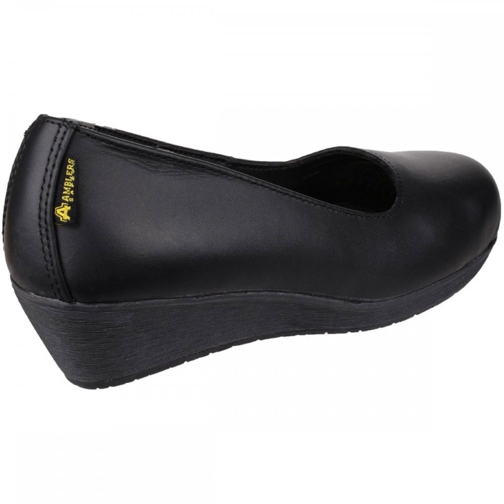 FS107 Antibacterial Memory Foam Slip on Wedged Safety Court Shoe