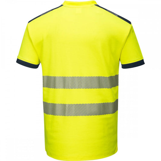 PW3 T181 Hi-Vis T-Shirt Short Sleeve Yellow/Navy