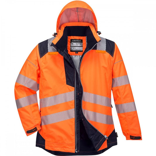PW3 T400 Hi-Vis Winter Jacket Orange/Navy
