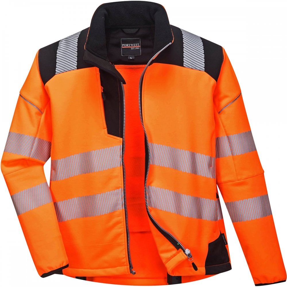 PW3 T402 Hi-Vis Softshell Jacket Orange/Black