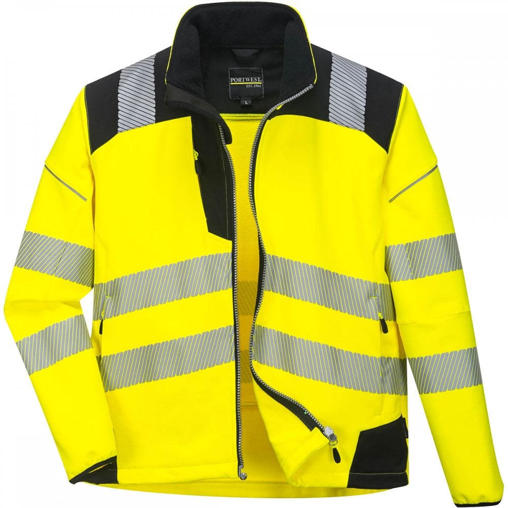 PW3 T402 Hi-Vis Softshell Jacket Yellow/Black