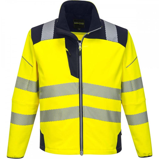 PW3 T402 Hi-Vis Softshell Jacket Yellow/Navy