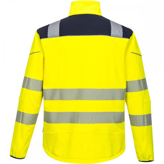PW3 T402 Hi-Vis Softshell Jacket Yellow/Navy