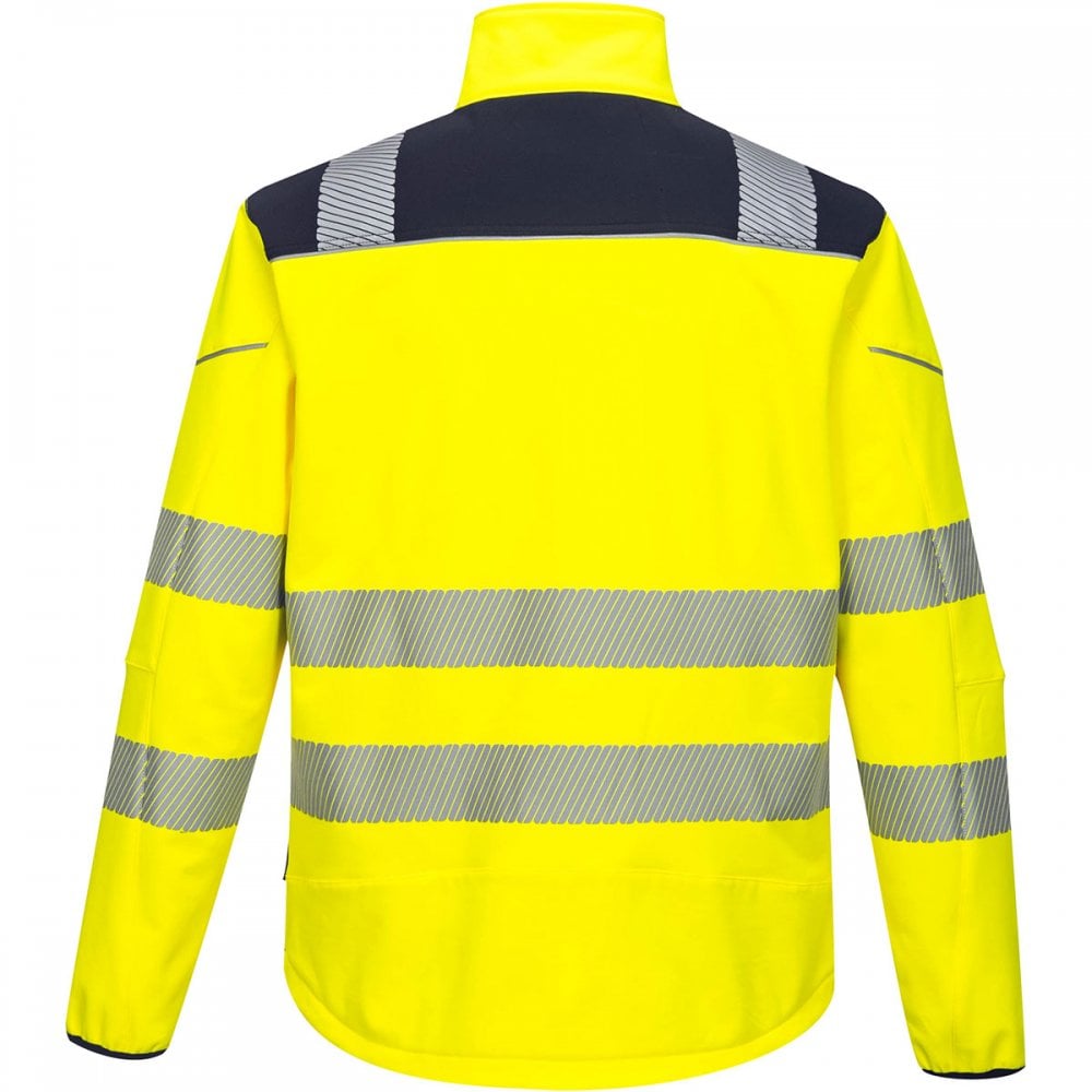 PW3 T402 Hi-Vis Softshell Jacket Yellow/Navy