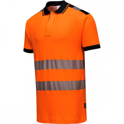 PW3 T180 Hi-Vis Polo Shirt Short Sleeve Orange/Black
