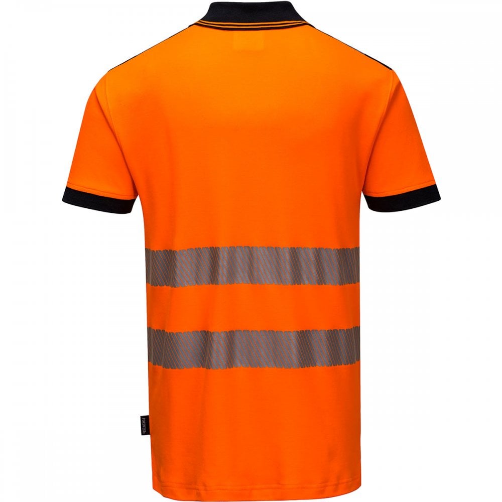 PW3 T180 Hi-Vis Polo Shirt Short Sleeve Orange/Black