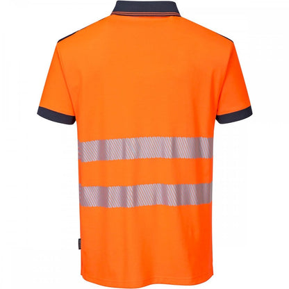 PW3 T180 Hi-Vis Polo Shirt Short Sleeve Orange/Navy