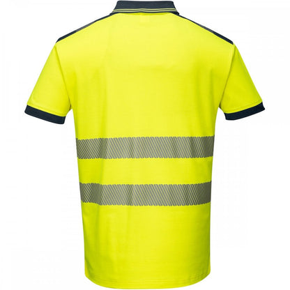 PW3 T180 Hi-Vis Polo Shirt Short Sleeve Yellow/Navy