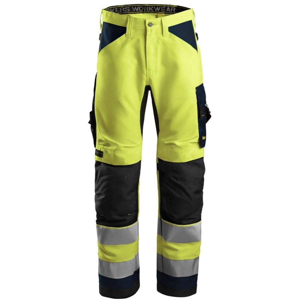 6331 AllroundWork High-Vis Work Trousers+ Class 2 High Visibility Yellow/Navy 32" 33" *One Size Only - Outlet Store*