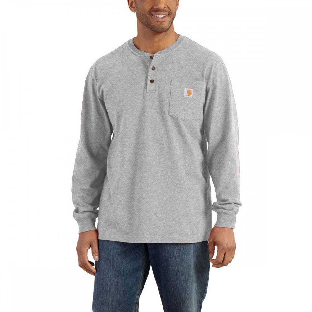 K128 Workwear Pocket Henley Long Sleeve