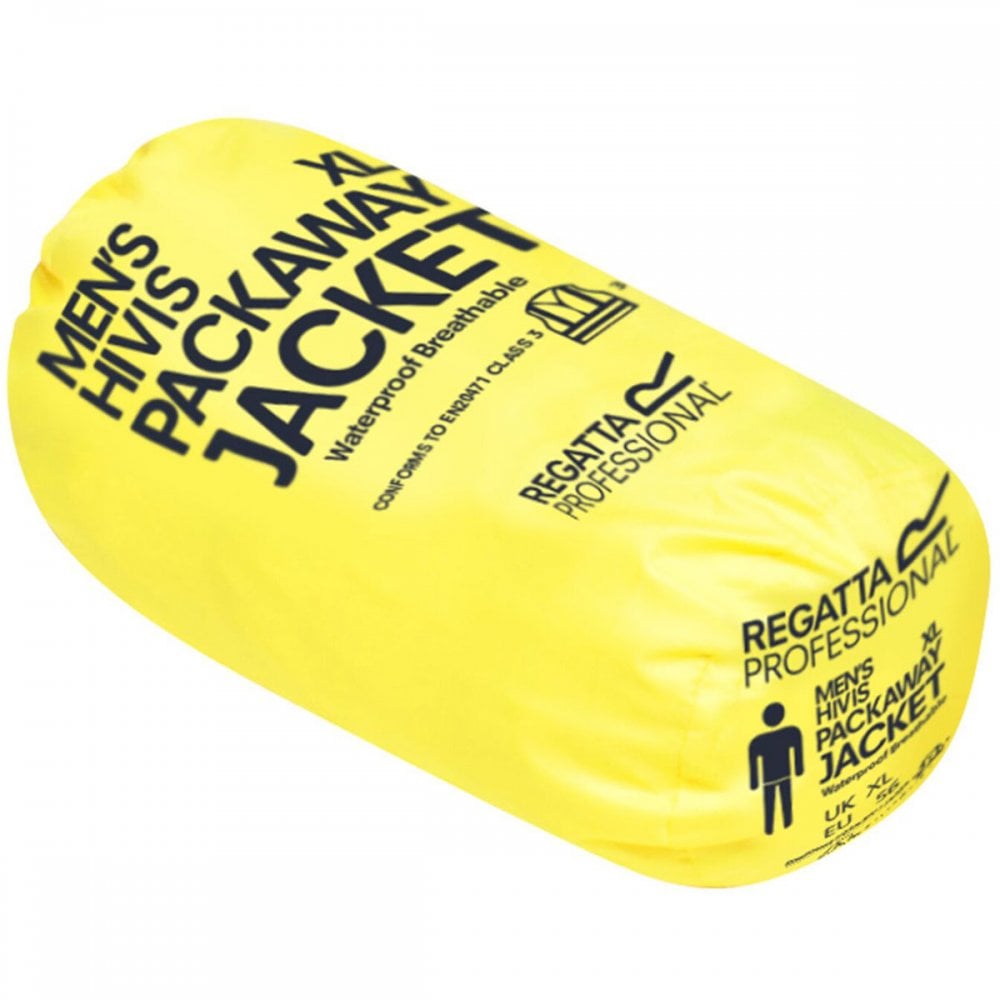 TRW497 Mens Hi Vis Pro Waterproof Reflective Packaway Work Jacket PLUS BAG