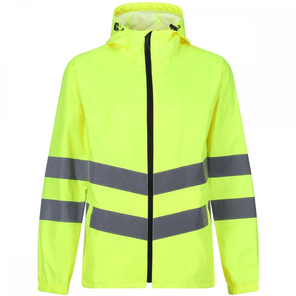 TRW497 Mens Hi Vis Pro Waterproof Reflective Packaway Work Jacket PLUS BAG