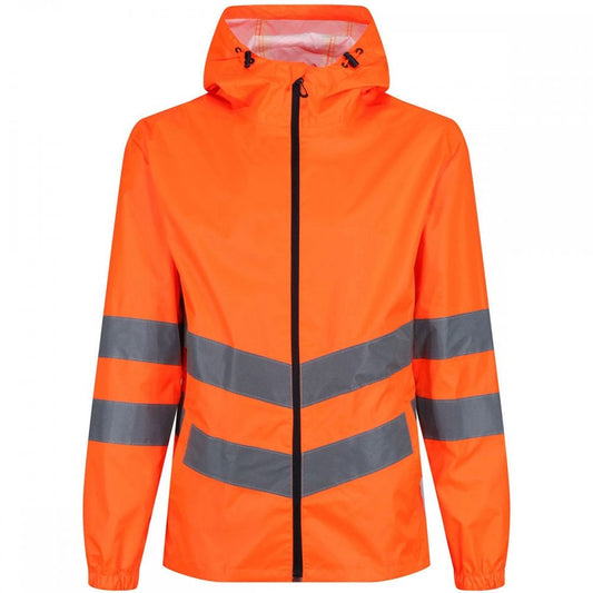 TRW497 Mens Hi Vis Pro Waterproof Reflective Packaway Work Jacket PLUS BAG