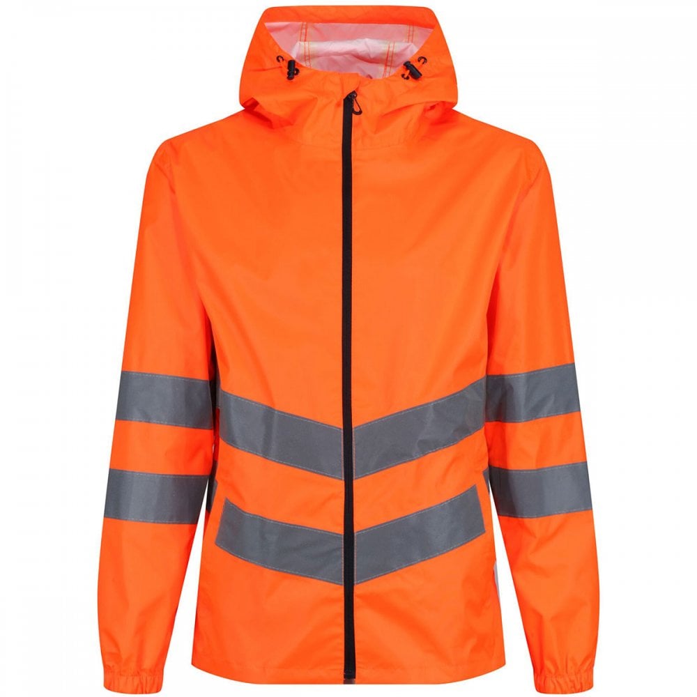 TRW497 Mens Hi Vis Pro Waterproof Reflective Packaway Work Jacket PLUS BAG