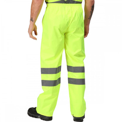 TRW498 Mens Hi Vis Pro Waterproof Reflective Packaway Work Over Trousers