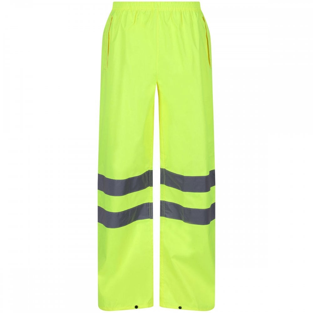 TRW498 Mens Hi Vis Pro Waterproof Reflective Packaway Work Over Trousers