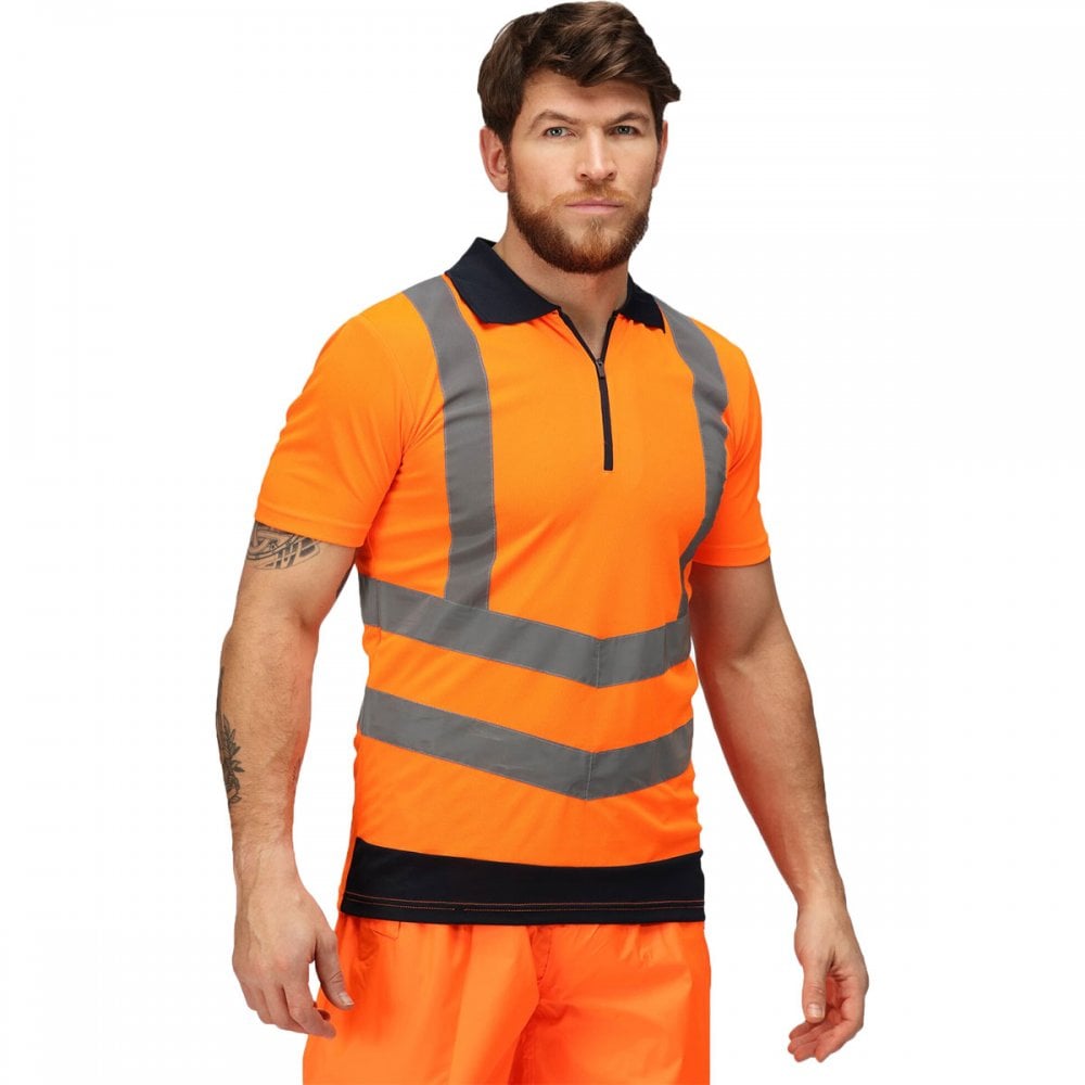 TRS189 Mens Hi Vis Pro Reflective Polo Work Shirt