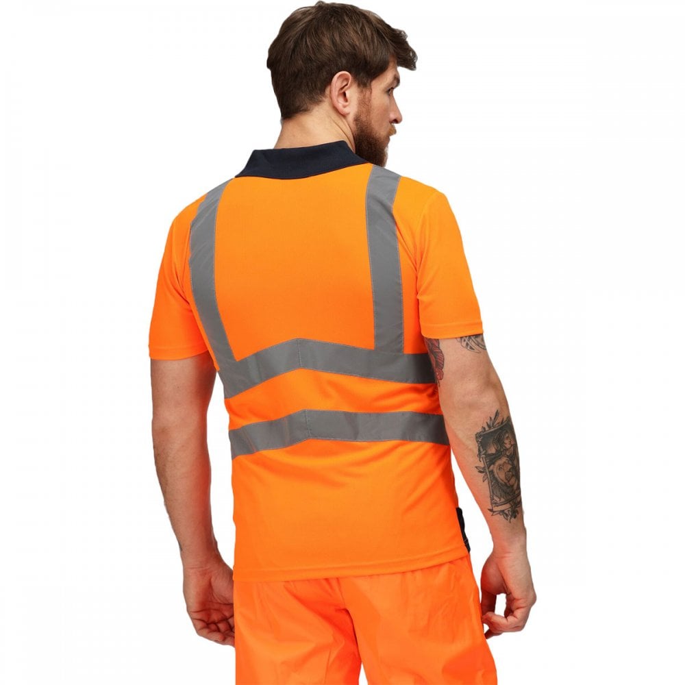 TRS189 Mens Hi Vis Pro Reflective Polo Work Shirt