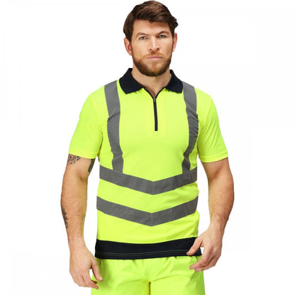 TRS189 Mens Hi Vis Pro Reflective Polo Work Shirt