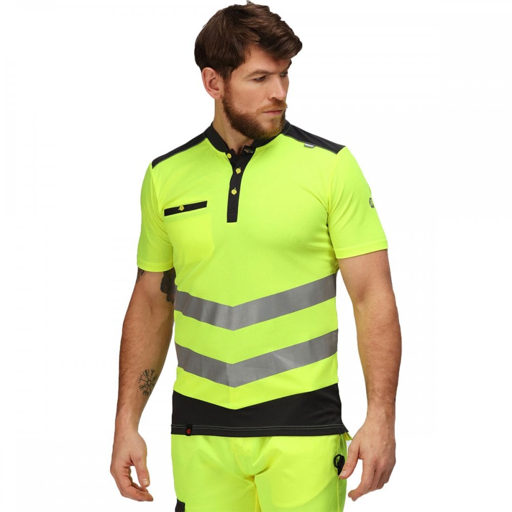 TRS176 Mens Tactical Hi Vis Reflective Polo Work Shirt