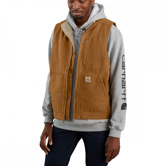 104277 Washed Duck Lined Mock Neck Vest Gilet - Loose, generous fit