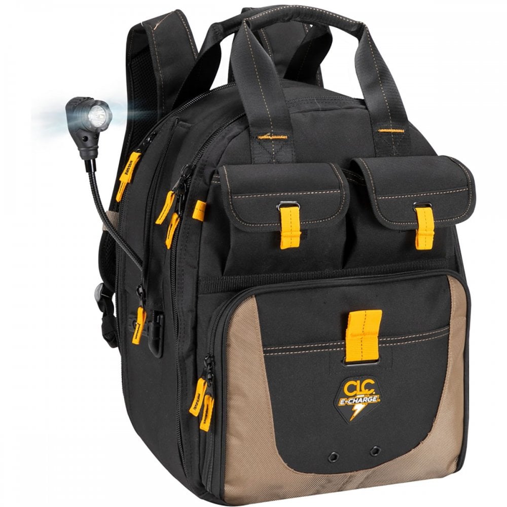 Tool Backpack, USB E-Charge LED Lighted