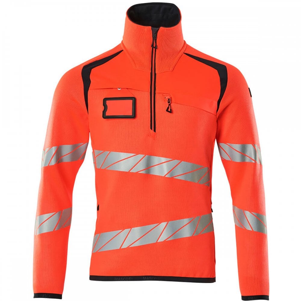 19005 Hi Vis Accelerate Safe Knitted Jumper with half zip