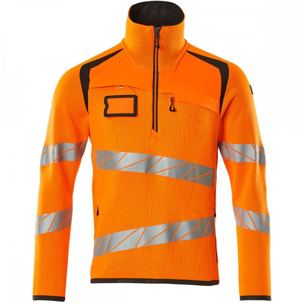 19005 Hi Vis Accelerate Safe Knitted Jumper with half zip