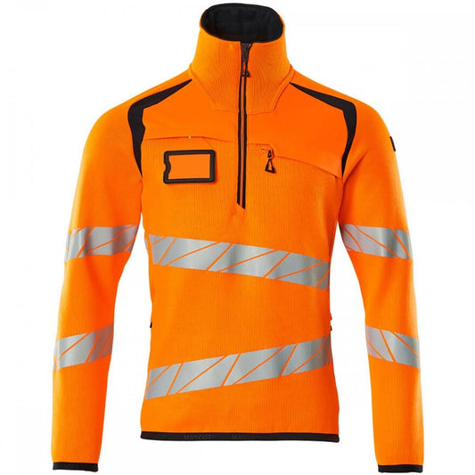 19005 Hi Vis Accelerate Safe Knitted Jumper with half zip