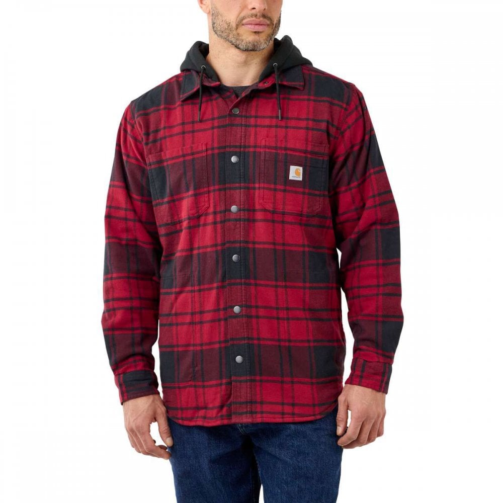 105621 Flannel Fleece Lined Hooded Shirt Jacket