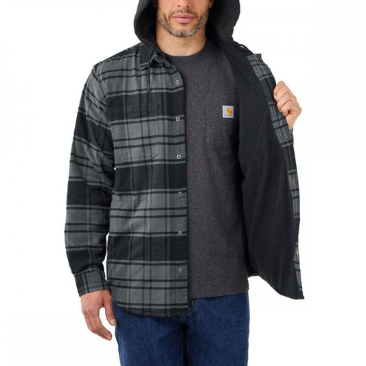 105621 Flannel Fleece Lined Hooded Shirt Jacket