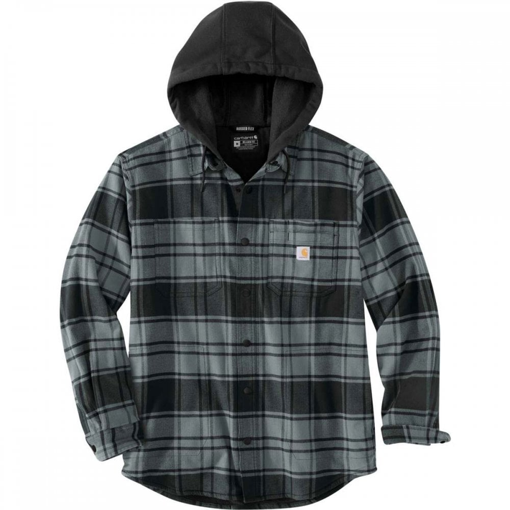 105621 Flannel Fleece Lined Hooded Shirt Jacket