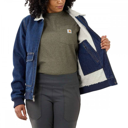 105446 Womens Relaxed Fit Denim Sherpa Lined Jacket